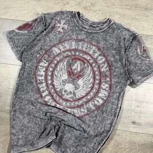 affliction, reversible, cotton T-shirt, size measures, medium